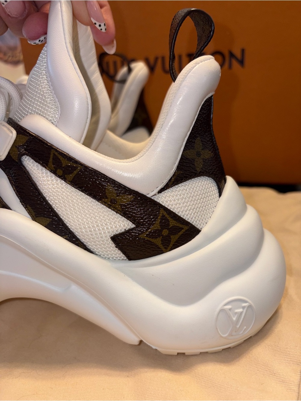 Louis Vuitton White & Brown Archlight Sneaker Boots - Picture 7 of 8